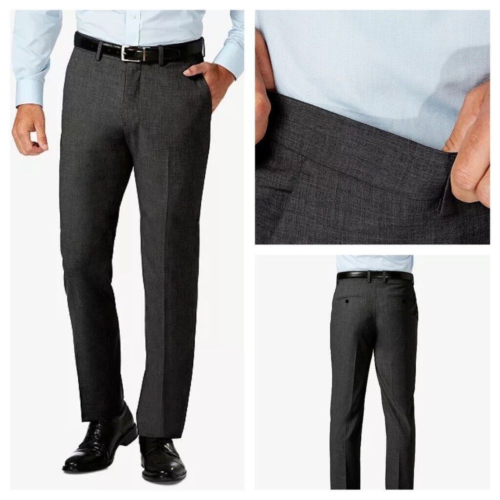 Haggar J.M. Men’s Premium Classic-Fit 4-Way Stretch Dress Slim Gray Pants 29X32